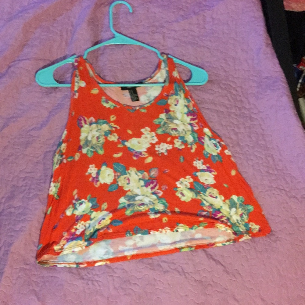 Orange floral crop top